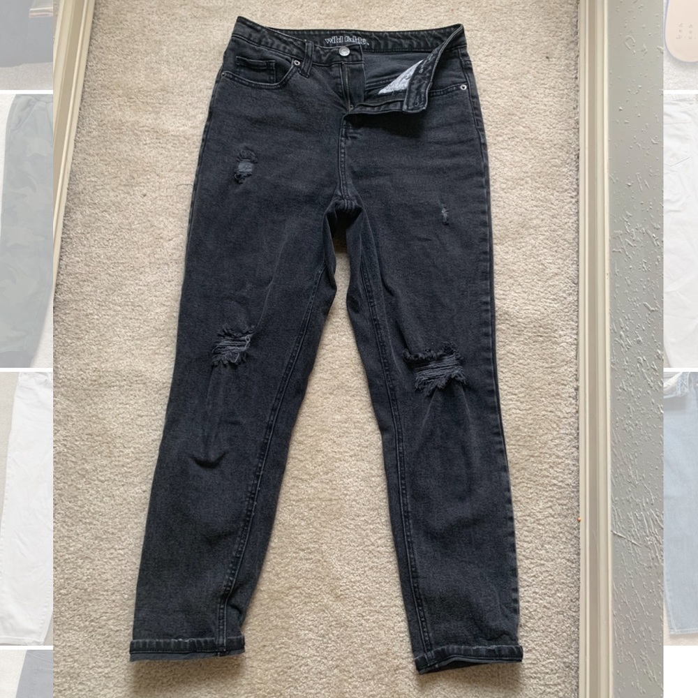 Black Ripped Mom Jeans